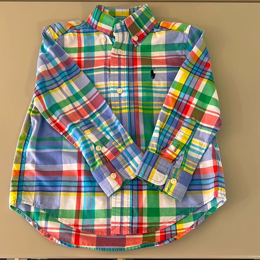 Ralph Lauren Plaid Cotton Poplin Shirt Size 2/2T Boys